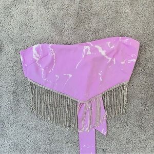 EUC nasty gal lavender rhinestone fringe tieback crop